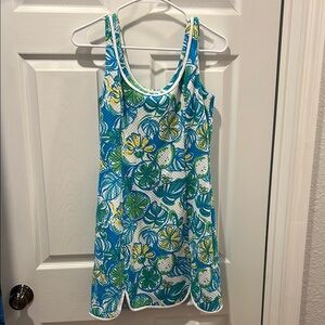 Floral Sleeveless Dress in Blue and Green